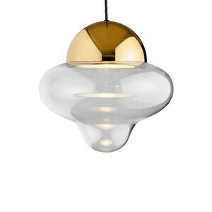 LED-es függőlámpa Nutty XL, átlátszó / aranyszínű, Ø 30 cm, üveg kép