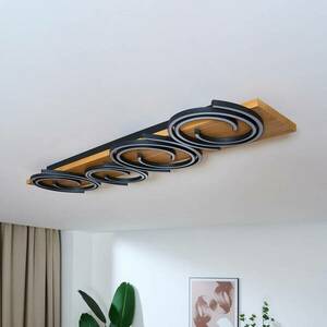 LED mennyezeti lámpa Rifia, barna, hossza 115 cm, 4 lámpás, fa kép