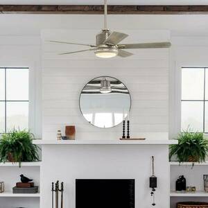 Colerne 52 LED-es mennyezeti ventilátor, nikkel/fehér diófa kép