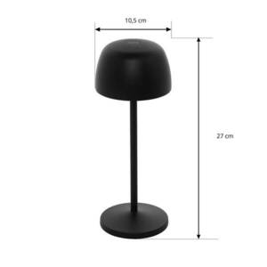 Lindby LED-es újratölthető asztali lámpa Arietty, fekete, 2 darabos szett kép
