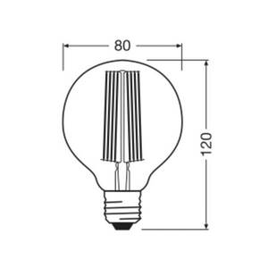 OSRAM LED Vintage 1906, G80, E27, 5, 8 W, arany, 2200 K, dim. kép