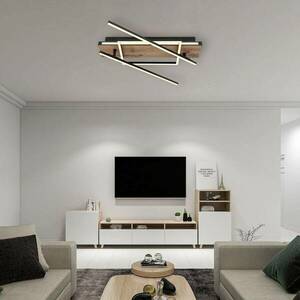 Colli LED mennyezeti lámpa, szélesség 52 cm, sötét fa, fa kép