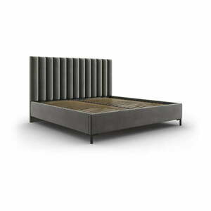 Szürke kárpitozott ágyneműtartós franciaágy ágyráccsal 140x200 cm Casey – Mazzini Beds kép