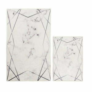 Fehér-szürke fürdőszobai kilépő szett 2 db-os 60x100 cm Geometric – Mila Home kép