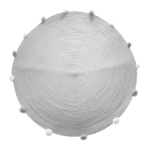 POMPOME szürke kerek szőnyeg pomponokkal 90 cm kép