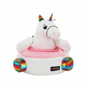 Unikornis alakú babzsákfotel, fehér-rózsaszín - LICORNE - Butopêa kép