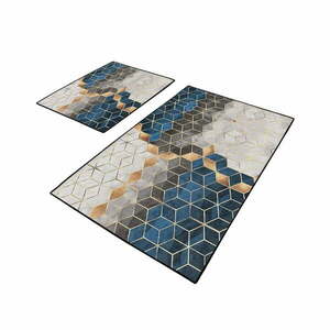 Kék-szürke fürdőszobai kilépő szett 2 db-os 60x100 cm Optic – Mila Home kép