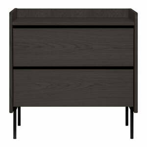 Fekete magas komód tölgyfa dekorral 80x82 cm Wrap – Bonami Selection kép