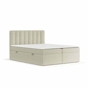 Bézs ágyneműtartós boxspring ágy 160x200 cm Novento – Maison de Rêve kép