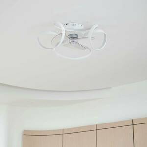Lindby LED mennyezeti ventilátor Lomata, fehér, csendes, Ø 23 cm kép