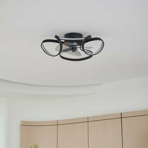 Lindby LED mennyezeti ventilátor Lomata, fekete, csendes, Ø 23 cm kép