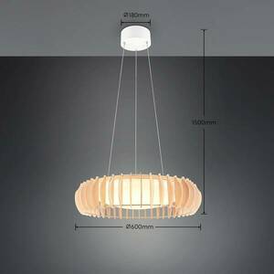 Monte LED-es függőlámpa, Ø 60 cm, világos fa, fa, CCT kép