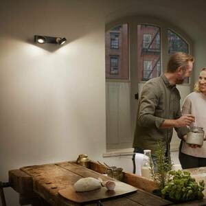 LEDVANCE LED mennyezeti spot Pluto, acél, fa, 2-lámpás, fekete kép