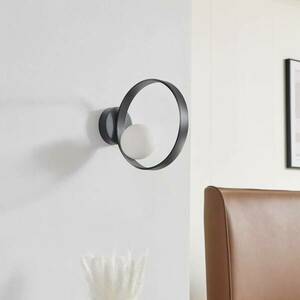 Lucande LED-es fali lámpa Luneo, fekete/opál, üveg, 30 cm kép