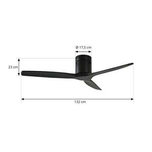 Lucande mennyezeti ventilátor Vindur, fekete, egyenáramú, csendes, 132 cm kép