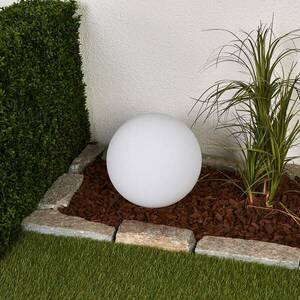 Lindby LED napelemes lámpa Lago, Ø 30 cm, gömb, földi tüske, fehér kép