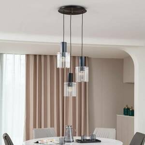 Lucande függőlámpa Eirian, Ø 40 cm, 3-as lámpa, fekete, üveg kép
