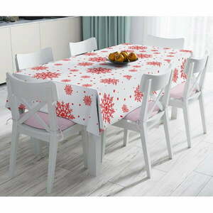 Red Snowflakes karácsonyi pamutkeverék asztalterítő, 140 x 180 cm - Minimalist Cushion Covers kép
