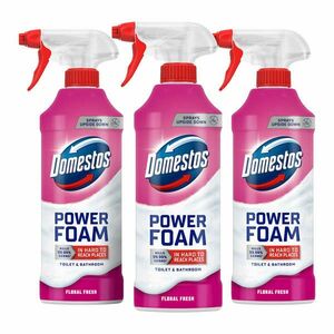 Domestos Power Foam Floral Fresh WC és fürdőszoba tisztító hab, 3x435 ml kép