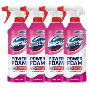 Domestos Power Foam Floral Fresh WC és fürdőszoba tisztító hab, 4x435 ml kép