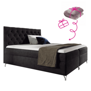 Boxspring ágy, 160x200, fekete Velvet szövet, GULIETTE + ajándék kép