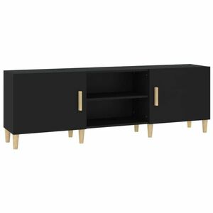 Fekete szerelt fa tv-szekrény 150 x 30 x 50 cm kép
