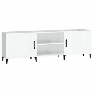 Fehér magasfényű szerelt fa tv-szekrény 150x30x50 cm kép