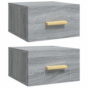 2 db szürke sonoma falra szerelhető éjjeliszekrény 35x35x20 cm kép
