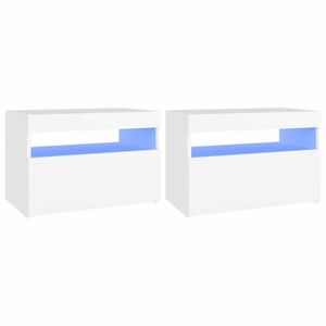 vidaXL 2 db fehér éjjeliszekrény LED-lámpákkal 60x35x40 cm szerelt fa kép