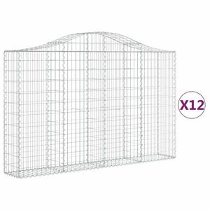 vidaXL 12 db íves horganyzott vas gabion kosár 200x30x120/140 cm kép