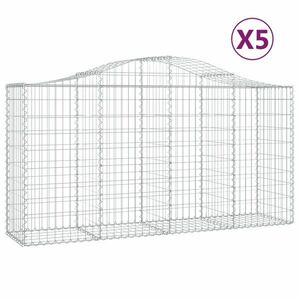 vidaXL 5 db íves horganyzott vas gabion kosár 200 x 50 x 100/120 cm kép