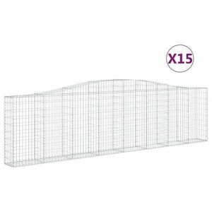 vidaXL 15 db íves horganyzott vas gabion kosár 400x30x100/120 cm kép