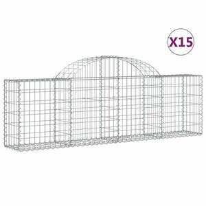vidaXL 15 db íves horganyzott vas gabion kosár 200x30x60/80 cm kép