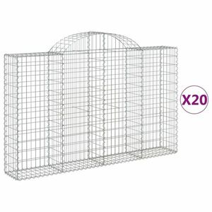 vidaXL 20 db íves horganyzott vas gabion kosár 200x30x120/140 cm kép