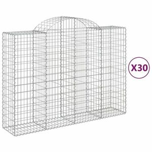 vidaXL 30 db íves horganyzott vas gabion kosár 200x50x140/160 cm kép