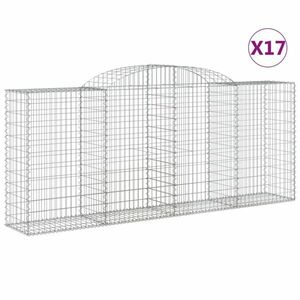 vidaXL 17 db íves horganyzott vas gabion kosár 300x50x120/140 cm kép