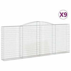vidaXL 9 db íves horganyzott vas gabion kosár 400x30x160/180 cm kép