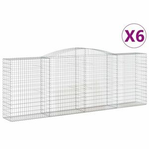 vidaXL 6 db íves horganyzott vas gabion kosár 400x50x140/160 cm kép