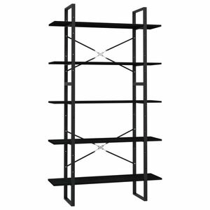 vidaXL ötszintes fekete fenyőfa könyvszekrény 100 x 30 x 175 cm kép