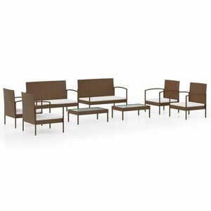 vidaXL 8-részes barna polyrattan kerti bútorszett párnákkal kép