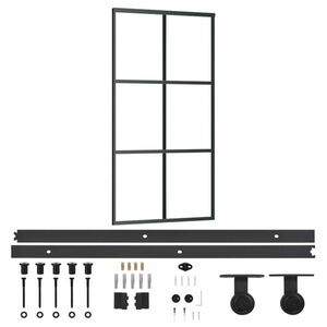 vidaXL ESG üveg és alumínium tolóajtó fémszerelvény-szettel 102x205 cm kép