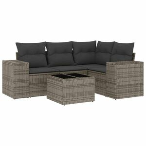 vidaXL 5 részes szürke polyrattan kerti ülőgarnitúra párnákkal kép