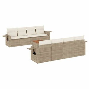 vidaXL 9-részes bézs polyrattan kerti ülőgarnitúra párnákkal kép