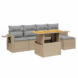 vidaXL 6 részes bézs polyrattan kerti ülőgarnitúra párnával kép
