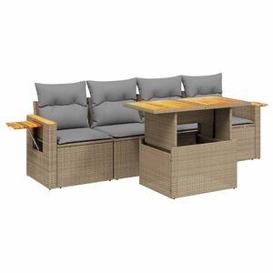 vidaXL 5 részes bézs polyrattan kerti ülőgarnitúra párnákkal kép