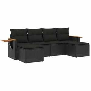 vidaXL 6 részes fekete polyrattan kerti ülőgarnitúra párnákkal kép