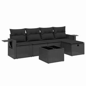vidaXL 6 részes fekete polyrattan kerti ülőgarnitúra párnákkal kép