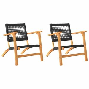 vidaXL 2 db fekete polyrattan és akácfa kerti szék kép