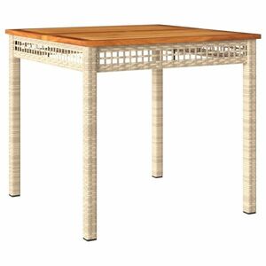 vidaXL bézs polyrattan és akácfa kerti asztal 80 x 80 x 75 cm kép