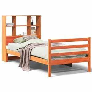 vidaXL viaszbarna tömör fa könyvespolcos ágy matrac nélkül 75 x 190 cm kép